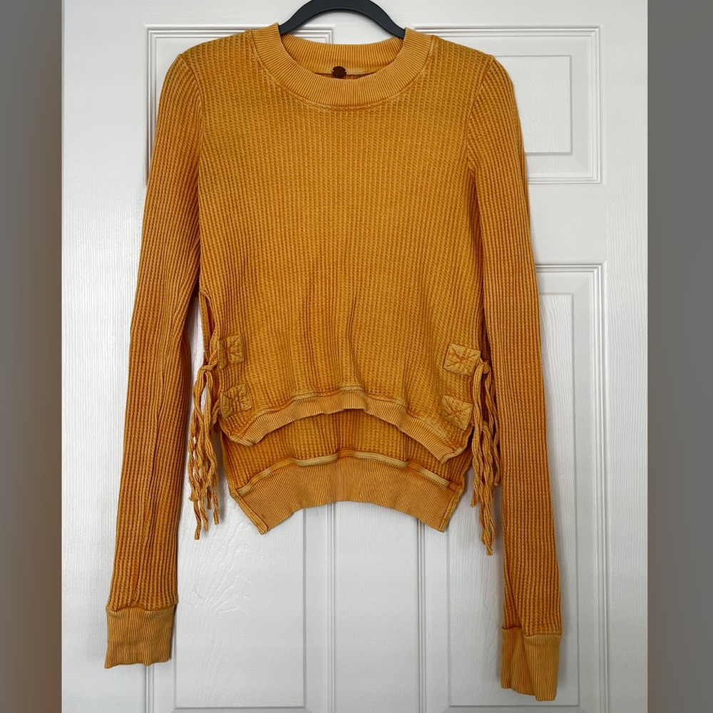 Free People Burnt Yellow Thermal Top